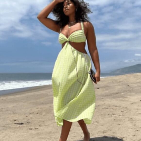 NWT For Love & Lemons Maureen Midi Gingham Dress Size XS - Picture 3 of 5